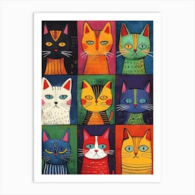 Cats In A Square Art Print