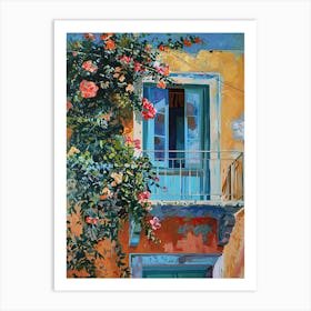 Balcony Painting In Athens 1 Art Print