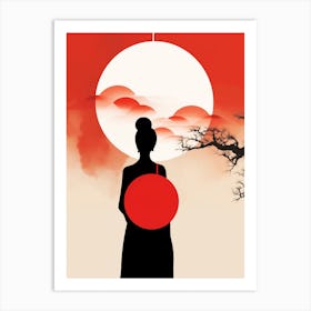 Silhouette Of A Japanese Woman Art Print