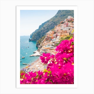 Pink Positano Amalfi Coast Art Print