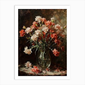 Baroque Floral Still Life Carnations 5 Art Print