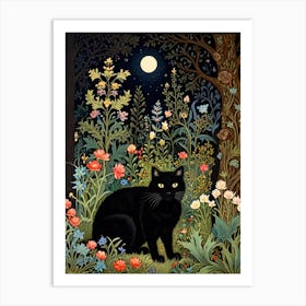 William Morris Black Cat In The Forest 32 Art Print