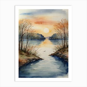 Sunset By The Lake Art Print