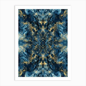 Abstract Blue And Gold 1 Art Print