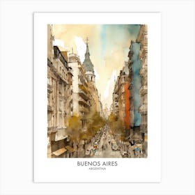 Buenos Aires Argentina Watercolour Travel Poster 2 Art Print