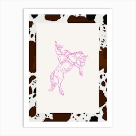 Hot Pink Cowboy Line Drawing Art Print