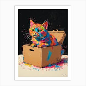 Cat In A Box 2 Art Print