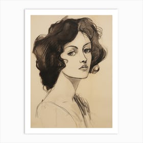 Abstract Woman Portrait Sketch Art Print