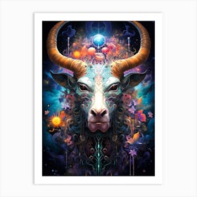 Psychedelic Cow Art Print