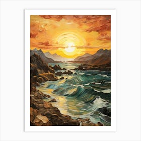 Sunset.Sea.Vincent Willem Van Gogh, frescoes. Art Print