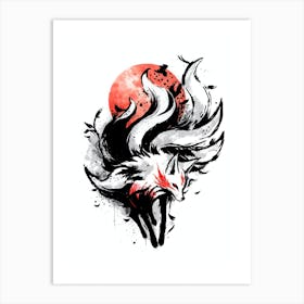 Kitsune Nine Tailed Fox Art Print