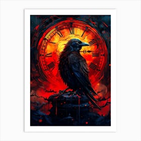 Raven Clock Art Print