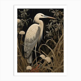 Dark And Moody Botanical Stork 2 Art Print