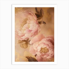 Pink Peonies Wallpaper Art Print