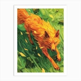 Fox In The Grass 3 Art Print