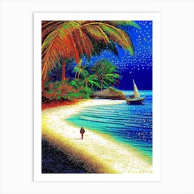 Pemba Island Tanzania Pointillism Style Tropical Destination Art Print