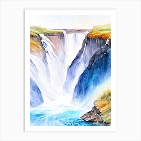 Gullfoss, Iceland Water Colour  Art Print
