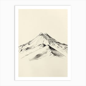 Cotopaxi Ecuador Line Drawing 1 Art Print