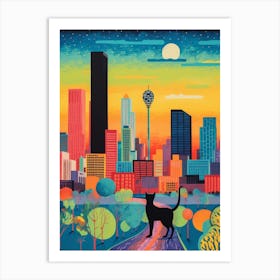 Dallas, United States Skyline With A Cat 3 Art Print