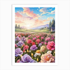 Field Of Roses Art Print