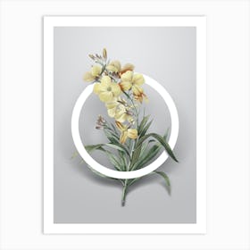 Vintage Cheiranthus Flower Minimalist Botanical Geometric Circle on Soft Gray n.0268 Art Print