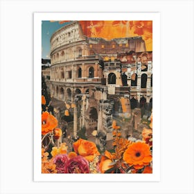 Rome   Floral Retro Collage Style 2 Art Print