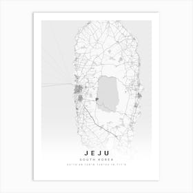 Jeju South Korea White Map Art Print