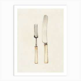 Vintage Fork And Knife Art Print