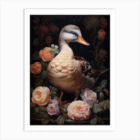 Floral Ornamental Duck Art Print