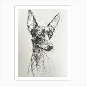 Pinscher Charcoal Line 2 Art Print