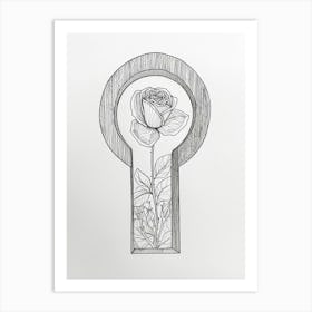 English Rose Key Line Drawing 4 Art Print