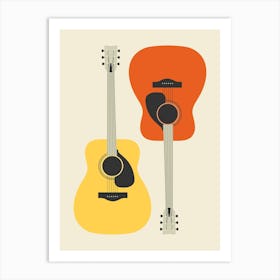 Double Guitar Abstract Minimal Art Print