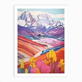 Mount Mckinley United States 2 Colourful Mountain Illustration Art Print