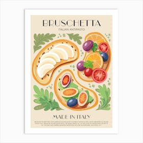 Bruschetta Print Kitchen Art Kitchen Poster Food Art Mid Century Modern Italian Art Print