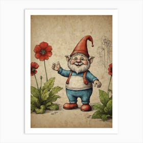 Gnome In The Garden Art Print