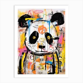 Neo-Expressionist Bamboo: Pandas with Basquiat style Art Print