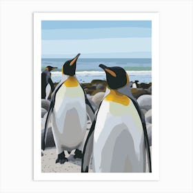 Emperor Penguin Boulders Beach Simons Town Minimalist Illustration 4 Art Print