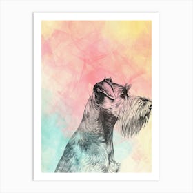 Colourful Black Russian Terrier Dog Illustration 2 Art Print