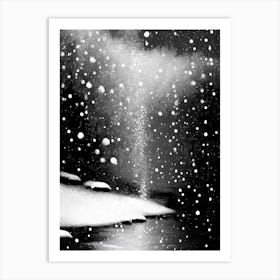 Water, Snowflakes, Black & White 4 Art Print