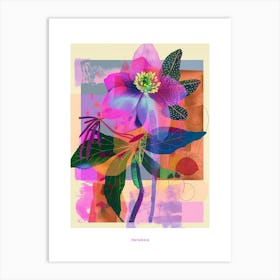 Hellebore 3 Neon Flower Collage Poster Art Print