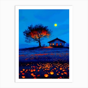 House In The Moonlight Art Print