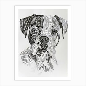 Dog Black & White Line Sketch 1 Art Print