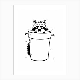 A Minimalist Line Art Piece Of A Crab Eating Raccoon 2 Art Print