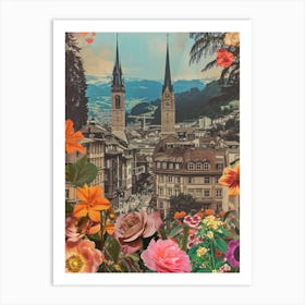 Zurich   Floral Retro Collage Style 2 Art Print