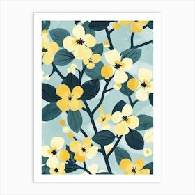 Dogwood Tree Flat Illustration 4 Art Print