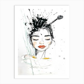 Girl In The Shower Art Print