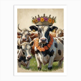 Cows With Crowns Art Print