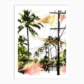 Palm Trees In The Street Art Print