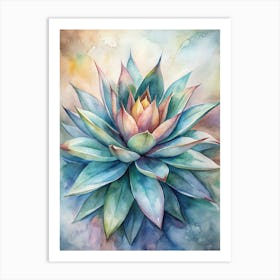 Succulent Flower Watercolor Painting Art Print