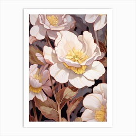 Hellebore 3 Flower Painting Art Print